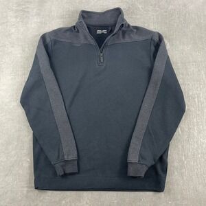 Bauer Mens Medium Black Gray Quarter Zip Pullover Athletic Training Fleece Top